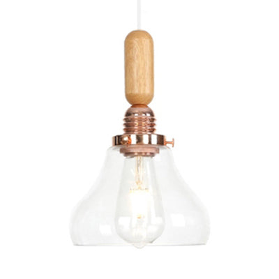 Globe/Cone/Small Bell Pendant Lighting Vintage Clear Glass 1 Light Rose Gold/Chrome Hanging Lamp with Adjustable Cord Rose Gold D Clearhalo 'Ceiling Lights' 'Glass shade' 'Glass' 'Modern Pendants' 'Modern' 'Pendant Lights' 'Pendants' Lighting' 125277