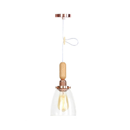 Globe/Cone/Small Bell Pendant Lighting Vintage Clear Glass 1 Light Rose Gold/Chrome Hanging Lamp with Adjustable Cord Clearhalo 'Ceiling Lights' 'Glass shade' 'Glass' 'Modern Pendants' 'Modern' 'Pendant Lights' 'Pendants' Lighting' 125278