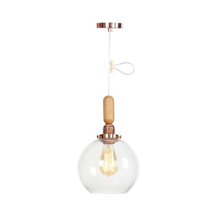 Globe/Cone/Small Bell Pendant Lighting Vintage Clear Glass 1 Light Rose Gold/Chrome Hanging Lamp with Adjustable Cord Clearhalo 'Ceiling Lights' 'Glass shade' 'Glass' 'Modern Pendants' 'Modern' 'Pendant Lights' 'Pendants' Lighting' 125279