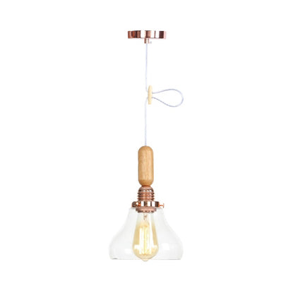 Globe/Cone/Small Bell Pendant Lighting Vintage Clear Glass 1 Light Rose Gold/Chrome Hanging Lamp with Adjustable Cord Clearhalo 'Ceiling Lights' 'Glass shade' 'Glass' 'Modern Pendants' 'Modern' 'Pendant Lights' 'Pendants' Lighting' 125281