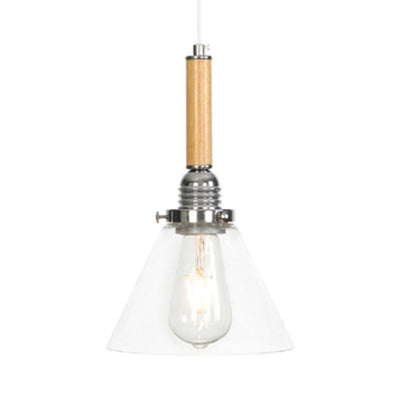 Globe/Cone/Small Bell Pendant Lighting Vintage Clear Glass 1 Light Rose Gold/Chrome Hanging Lamp with Adjustable Cord Chrome C Clearhalo 'Ceiling Lights' 'Glass shade' 'Glass' 'Modern Pendants' 'Modern' 'Pendant Lights' 'Pendants' Lighting' 125284