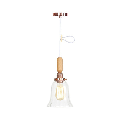 Globe/Cone/Small Bell Pendant Lighting Vintage Clear Glass 1 Light Rose Gold/Chrome Hanging Lamp with Adjustable Cord Clearhalo 'Ceiling Lights' 'Glass shade' 'Glass' 'Modern Pendants' 'Modern' 'Pendant Lights' 'Pendants' Lighting' 125317