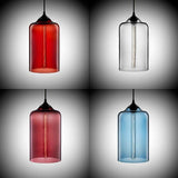Cylinder Pendant Lighting Post Modern Glass 1 Light Red/Blue/Clear Hanging Light Clearhalo 'Ceiling Lights' 'Glass shade' 'Glass' 'Modern Pendants' 'Modern' 'Pendant Lights' 'Pendants' Lighting' 125430
