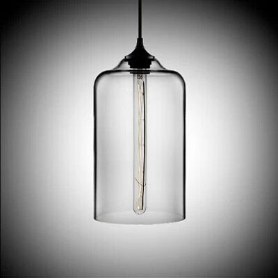 Cylinder Pendant Lighting Post Modern Glass 1 Light Red/Blue/Clear Hanging Light Clearhalo 'Ceiling Lights' 'Glass shade' 'Glass' 'Modern Pendants' 'Modern' 'Pendant Lights' 'Pendants' Lighting' 125438