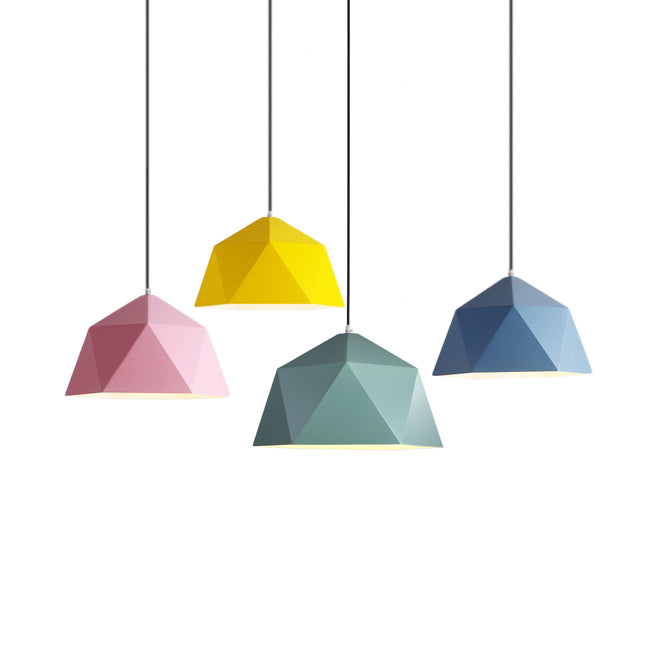 Macaron Style Pendant Light Polyhedral Bowl One Head Metallic Hanging Lamp for Cloth Shop Clearhalo 'Ceiling Lights' 'Modern Pendants' 'Modern' 'Pendant Lights' 'Pendants' Lighting' 125987