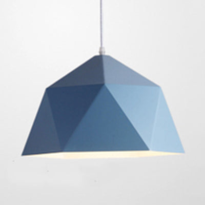 Macaron Style Pendant Light Polyhedral Bowl One Head Metallic Hanging Lamp for Cloth Shop Blue Clearhalo 'Ceiling Lights' 'Modern Pendants' 'Modern' 'Pendant Lights' 'Pendants' Lighting' 125990