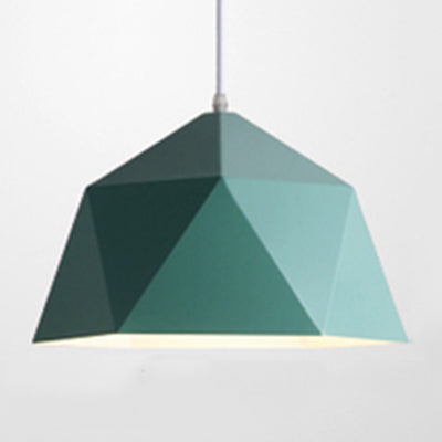 Macaron Style Pendant Light Polyhedral Bowl One Head Metallic Hanging Lamp for Cloth Shop Green Clearhalo 'Ceiling Lights' 'Modern Pendants' 'Modern' 'Pendant Lights' 'Pendants' Lighting' 125991