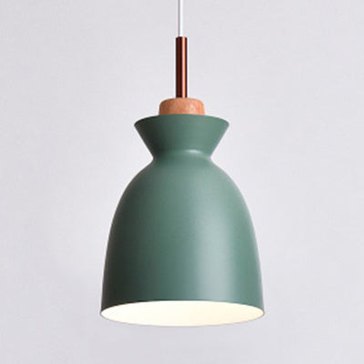 Nordic Style Hanging Lighting with Shade Aluminum Single Head Pendant Lamp for Porch Green 8" Clearhalo 'Ceiling Lights' 'Modern Pendants' 'Modern' 'Pendant Lights' 'Pendants' Lighting' 126052