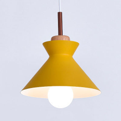 Nordic Style Hanging Lighting with Shade Aluminum Single Head Pendant Lamp for Porch Yellow 10" Clearhalo 'Ceiling Lights' 'Modern Pendants' 'Modern' 'Pendant Lights' 'Pendants' Lighting' 126056