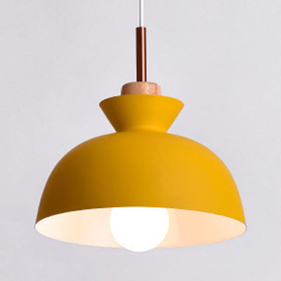 Nordic Style Hanging Lighting with Shade Aluminum Single Head Pendant Lamp for Porch Yellow 11" Clearhalo 'Ceiling Lights' 'Modern Pendants' 'Modern' 'Pendant Lights' 'Pendants' Lighting' 126057