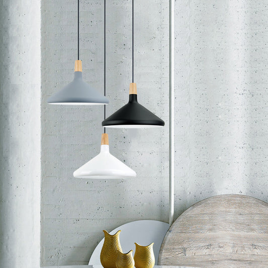 Nordic Coolie Shade Suspension Light Aluminum 7/10.5/15 Inch Wide 1 Head Pendant Light for Office Coffee Shop Clearhalo 'Ceiling Lights' 'Modern Pendants' 'Modern' 'Pendant Lights' 'Pendants' Lighting' 126078