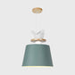 Aluminum Bucket Shade Hanging Light with Bird Deco 1 Bulb Macaron Pendant Lamp for Kid Bedroom Green Clearhalo 'Ceiling Lights' 'Modern Pendants' 'Modern' 'Pendant Lights' 'Pendants' Lighting' 126311