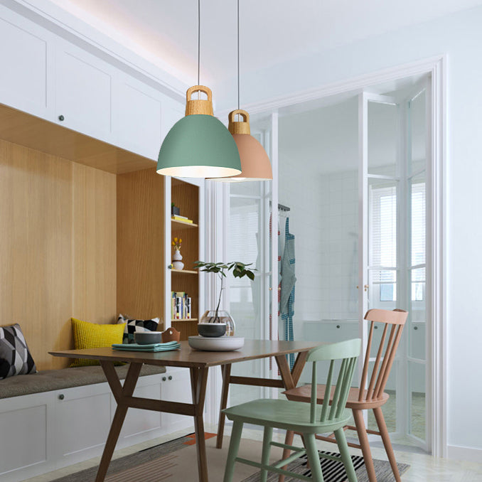 Kitchen Corridor Dome Pendant Lighting Aluminum 1 Bulb Macaron Hanging Lamp Clearhalo 'Ceiling Lights' 'Modern Pendants' 'Modern' 'Pendant Lights' 'Pendants' Lighting' 126322