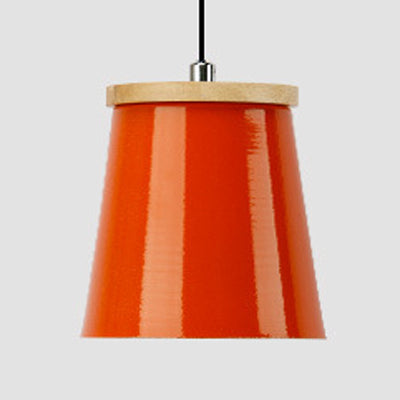 Metallic Bucket Shape Suspension Light Kitchen Dining Room One Light Modern Pendant Light Orange Clearhalo 'Ceiling Lights' 'Modern Pendants' 'Modern' 'Pendant Lights' 'Pendants' Lighting' 126842