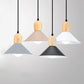 Metal Cone Pendant Light with Wooden Bulb Base 1 Head Nordic Style Hanging Light for Office Clearhalo 'Ceiling Lights' 'Modern Pendants' 'Modern' 'Pendant Lights' 'Pendants' Lighting' 126844