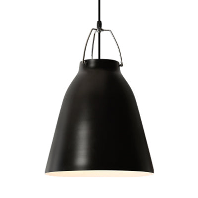 Simple Stylish Monochrome Pendant Light Bucket Shade 8/16 Inch Wide 1 Bulb Aluminum Hanging Light for Kitchen Black Clearhalo 'Ceiling Lights' 'Modern Pendants' 'Modern' 'Pendant Lights' 'Pendants' Lighting' 126873
