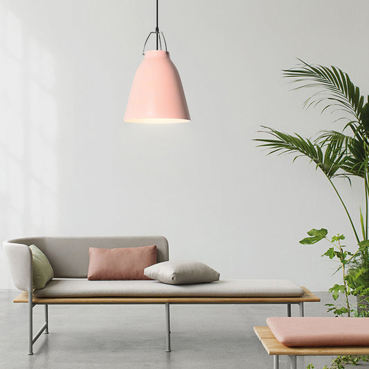 Candy Colored Bucket Hanging Light 1 Light Macaron Aluminum Pedant Light in Dark Blue/Light Blue/Pink for Office Kitchen Clearhalo 'Ceiling Lights' 'Modern Pendants' 'Modern' 'Pendant Lights' 'Pendants' Lighting' 126879