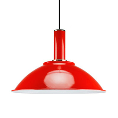 Contemporary Shallow Bowl Hanging Lamp Aluminum Bright Colored Pendant Light in Blue/Green/Orange/Red/Yellow for Market Shop Red Clearhalo 'Ceiling Lights' 'Modern Pendants' 'Modern' 'Pendant Lights' 'Pendants' Lighting' 126928