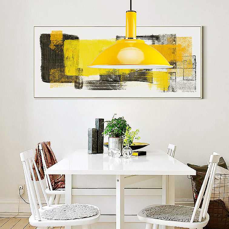 Contemporary Shallow Bowl Hanging Lamp Aluminum Bright Colored Pendant Light in Blue/Green/Orange/Red/Yellow for Market Shop Clearhalo 'Ceiling Lights' 'Modern Pendants' 'Modern' 'Pendant Lights' 'Pendants' Lighting' 126929