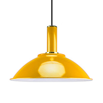 Contemporary Shallow Bowl Hanging Lamp Aluminum Bright Colored Pendant Light in Blue/Green/Orange/Red/Yellow for Market Shop Yellow Clearhalo 'Ceiling Lights' 'Modern Pendants' 'Modern' 'Pendant Lights' 'Pendants' Lighting' 126930