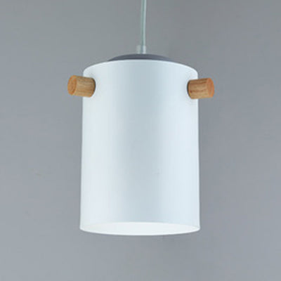 Candy Colored Cylindrical Suspension Light One Light Macaron Aluminum Blue/Green/Pink/White/Yellow Pendant Light for Corridor White 6" Clearhalo 'Ceiling Lights' 'Modern Pendants' 'Modern' 'Pendant Lights' 'Pendants' Lighting' 126933