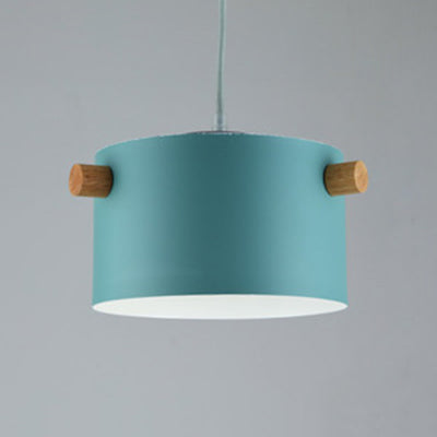 Candy Colored Cylindrical Suspension Light One Light Macaron Aluminum Blue/Green/Pink/White/Yellow Pendant Light for Corridor Blue 8" Clearhalo 'Ceiling Lights' 'Modern Pendants' 'Modern' 'Pendant Lights' 'Pendants' Lighting' 126947