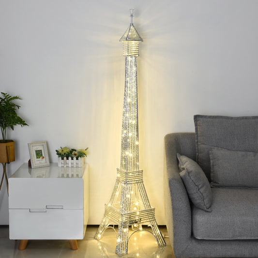 2-Head Eiffel Tower Floor Lamp Decorative Silver Aluminum LED Standing Light for Living Room Clearhalo 'Floor Lamps' 'Lamps' Lighting' 1272238