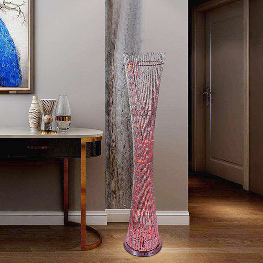 Canton Tower Aluminum Stand Up Light Art Decor LED Bedroom Floor Reading Lamp in Silver Silver Clearhalo 'Floor Lamps' 'Lamps' Lighting' 1272241