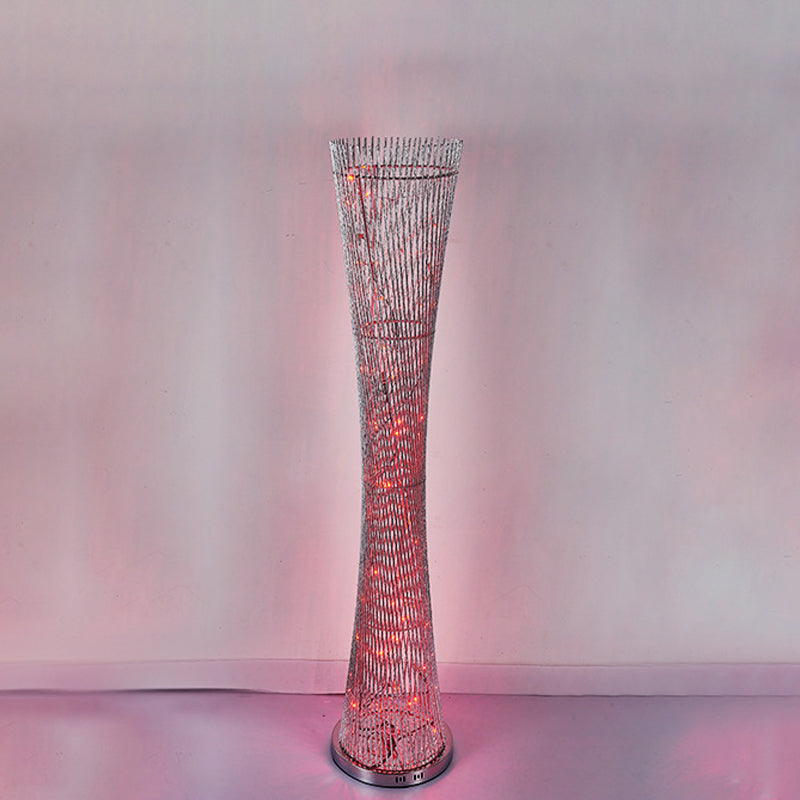 Canton Tower Aluminum Stand Up Light Art Decor LED Bedroom Floor Reading Lamp in Silver Clearhalo 'Floor Lamps' 'Lamps' Lighting' 1272242