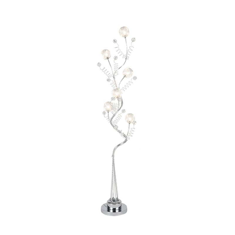 Tree Shape Aluminum Standing Lighting Decorative Living Room LED Floor Reading Lamp with Orb Detail in Pink/Silver, Warm/White Light Clearhalo 'Floor Lamps' 'Lamps' Lighting' 1272267