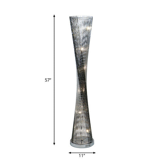Black-Silver LED Floor Lamp Art Decor Metal Canton Tower Shape Stand Up Lighting for Drawing Room Clearhalo 'Floor Lamps' 'Lamps' Lighting' 1272272