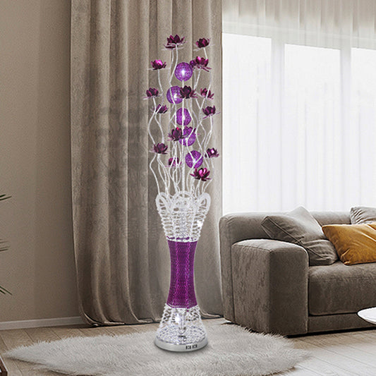 LED Slim Column Bloom Floor Lamp Art Decor Purple Aluminum Standing Lighting in Warm/White Light Clearhalo 'Floor Lamps' 'Lamps' Lighting' 1272302