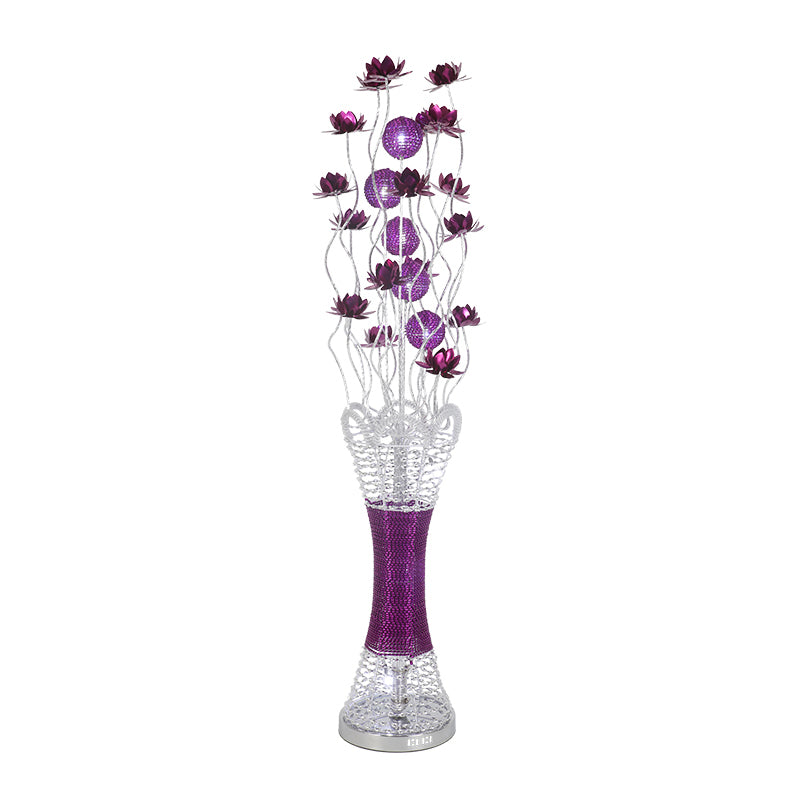 LED Slim Column Bloom Floor Lamp Art Decor Purple Aluminum Standing Lighting in Warm/White Light Clearhalo 'Floor Lamps' 'Lamps' Lighting' 1272303