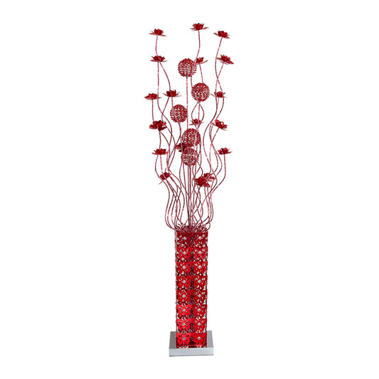 Red LED Flower Decor Floor Lamp Art Decor Metal Cuboid Standing Floor Light Kit with Crystal Embedded Clearhalo 'Floor Lamps' 'Lamps' Lighting' 1272315