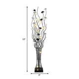 Metallic Tree Branch Stand Up Lamp Decorative Drawing Room LED Reading Floor Light with Trapezoid Base in Black and Silver Clearhalo 'Floor Lamps' 'Lamps' Lighting' 1272320