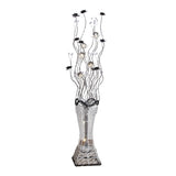 Art Decor Torch-Like Floor Light LED Aluminum Stand Up Lamp Curvy Arm with Floret Decor in Black and Silver Clearhalo 'Floor Lamps' 'Lamps' Lighting' 1272323