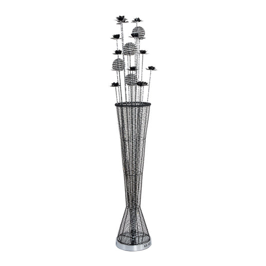 Black-Silver LED Standing Lamp Decorative Aluminum Tapered Reading Floor Lighting with Bloom and Ball Decor Clearhalo 'Floor Lamps' 'Lamps' Lighting' 1272331