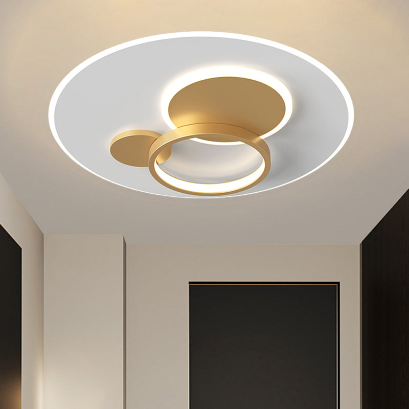 16"/19.5" W Circle Flush Mounted Light Simple Metal Black/Gold Finish LED Flush Light Fixture in Warm/White Light Gold Clearhalo 'Ceiling Lights' 'Close To Ceiling Lights' 'Close to ceiling' 'Flush mount' Lighting' 1272345