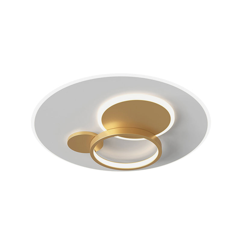 16"/19.5" W Circle Flush Mounted Light Simple Metal Black/Gold Finish LED Flush Light Fixture in Warm/White Light Clearhalo 'Ceiling Lights' 'Close To Ceiling Lights' 'Close to ceiling' 'Flush mount' Lighting' 1272347