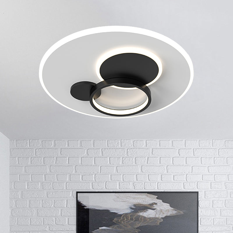 16"/19.5" W Circle Flush Mounted Light Simple Metal Black/Gold Finish LED Flush Light Fixture in Warm/White Light Clearhalo 'Ceiling Lights' 'Close To Ceiling Lights' 'Close to ceiling' 'Flush mount' Lighting' 1272351