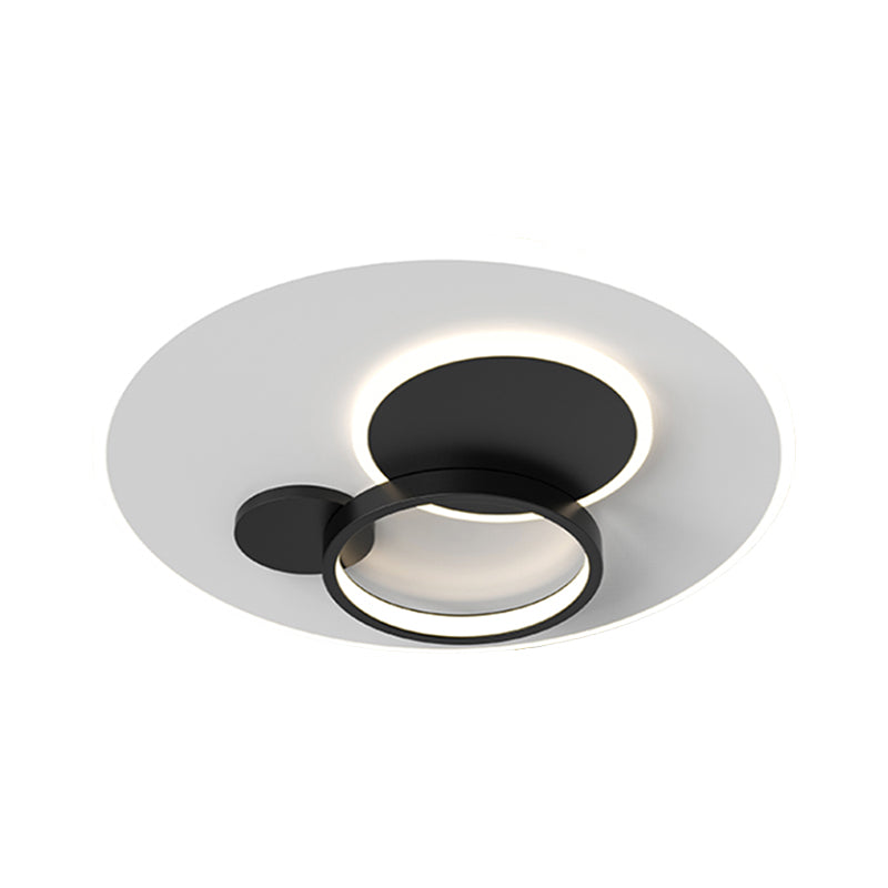 16"/19.5" W Circle Flush Mounted Light Simple Metal Black/Gold Finish LED Flush Light Fixture in Warm/White Light Clearhalo 'Ceiling Lights' 'Close To Ceiling Lights' 'Close to ceiling' 'Flush mount' Lighting' 1272353