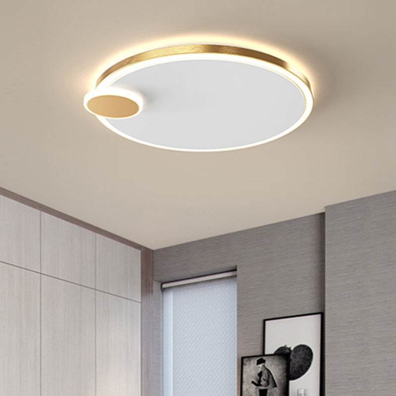 Black/Gold Round Flush Lamp Simple LED Metallic Flush Ceiling Light in Warm/White Light, 16"/19.5" Dia - Gold - Clearhalo - 'Ceiling Lights' - 'Close To Ceiling Lights' - 'Close to ceiling' - 'Flush mount' - Lighting' - 1272354
