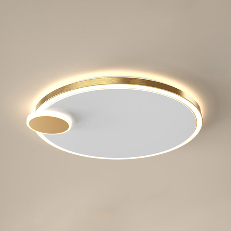 Black/Gold Round Flush Lamp Simple LED Metallic Flush Ceiling Light in Warm/White Light, 16"/19.5" Dia - Clearhalo - 'Ceiling Lights' - 'Close To Ceiling Lights' - 'Close to ceiling' - 'Flush mount' - Lighting' - 1272356