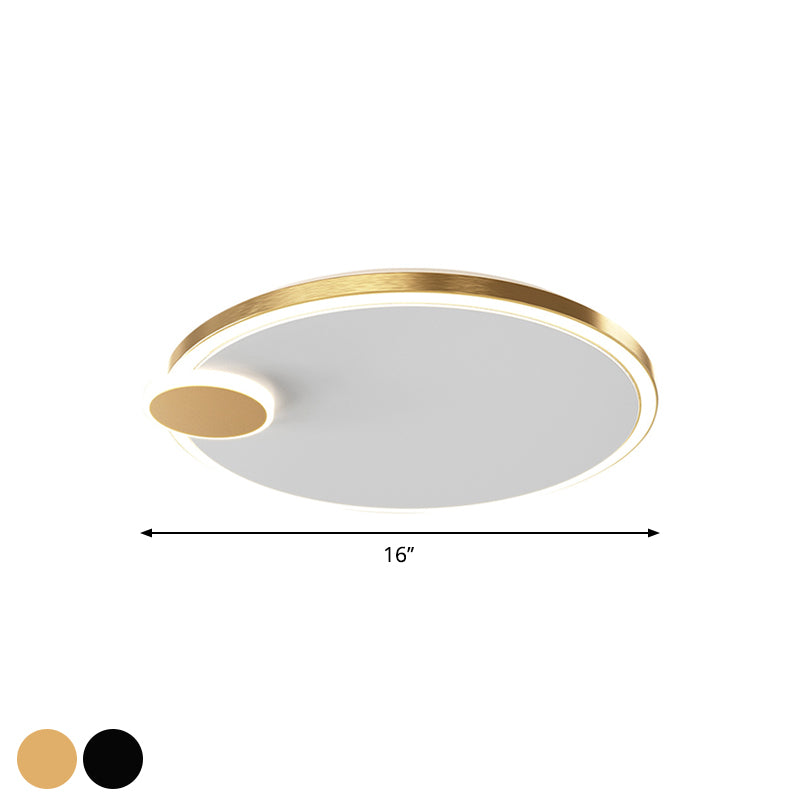 Black/Gold Round Flush Lamp Simple LED Metallic Flush Ceiling Light in Warm/White Light, 16"/19.5" Dia - Clearhalo - 'Ceiling Lights' - 'Close To Ceiling Lights' - 'Close to ceiling' - 'Flush mount' - Lighting' - 1272357