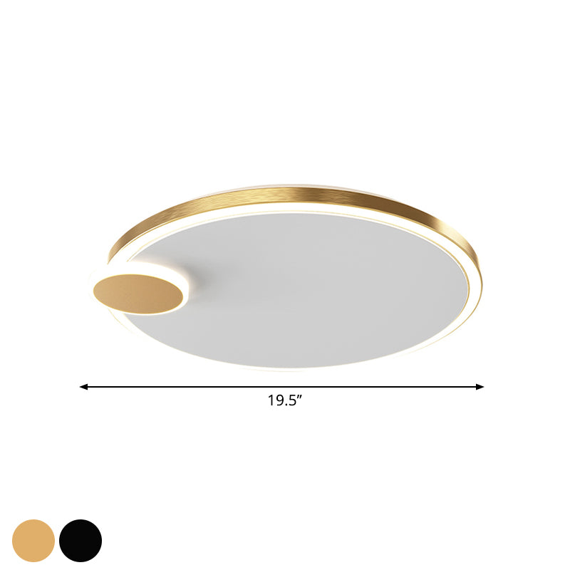 Black/Gold Round Flush Lamp Simple LED Metallic Flush Ceiling Light in Warm/White Light, 16"/19.5" Dia - Clearhalo - 'Ceiling Lights' - 'Close To Ceiling Lights' - 'Close to ceiling' - 'Flush mount' - Lighting' - 1272358