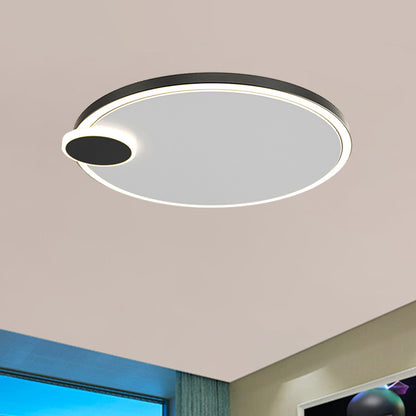 Black/Gold Round Flush Lamp Simple LED Metallic Flush Ceiling Light in Warm/White Light, 16"/19.5" Dia Black Clearhalo 'Ceiling Lights' 'Close To Ceiling Lights' 'Close to ceiling' 'Flush mount' Lighting' 1272359