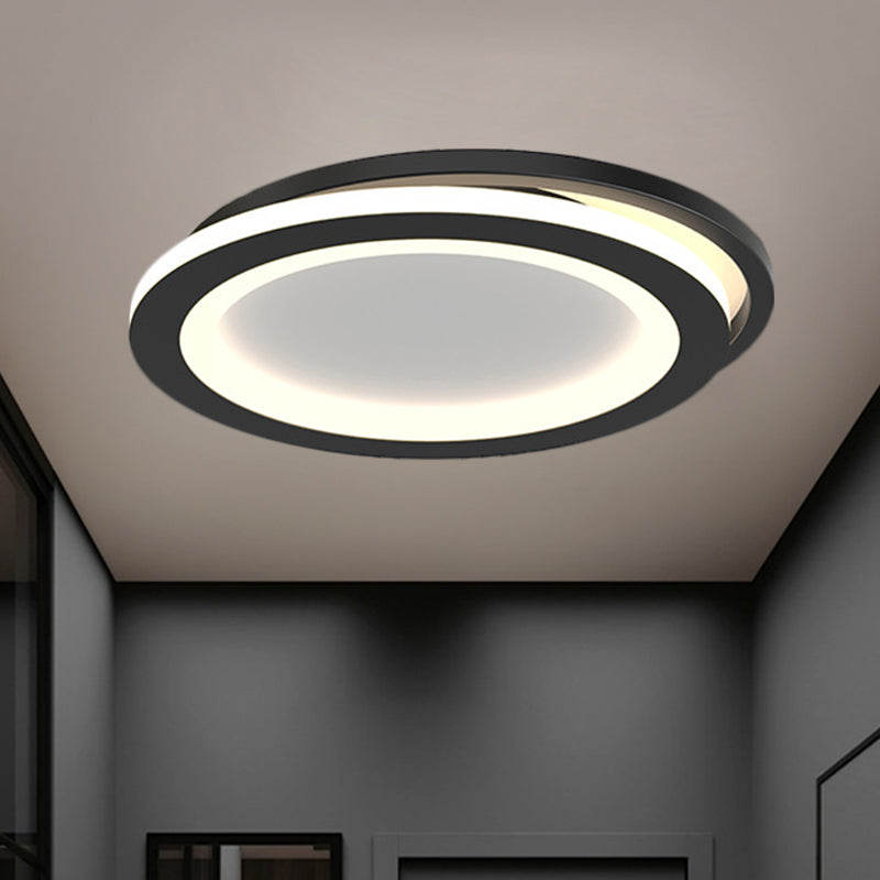Simple Round/Square Ceiling Mounted Fixture Metal LED Hallway Flush Lighting in Black/Gold Black Round Clearhalo 'Ceiling Lights' 'Close To Ceiling Lights' 'Close to ceiling' 'Flush mount' Lighting' 1272367