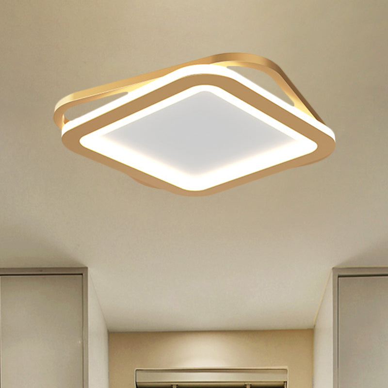 Simple Round/Square Ceiling Mounted Fixture Metal LED Hallway Flush Lighting in Black/Gold Clearhalo 'Ceiling Lights' 'Close To Ceiling Lights' 'Close to ceiling' 'Flush mount' Lighting' 1272372