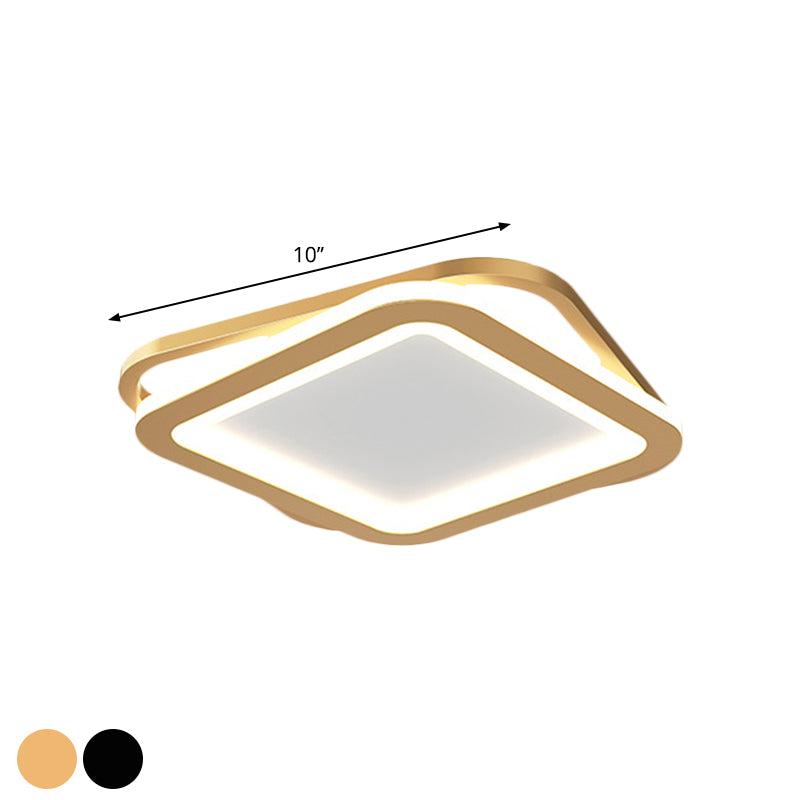 Simple Round/Square Ceiling Mounted Fixture Metal LED Hallway Flush Lighting in Black/Gold Clearhalo 'Ceiling Lights' 'Close To Ceiling Lights' 'Close to ceiling' 'Flush mount' Lighting' 1272375