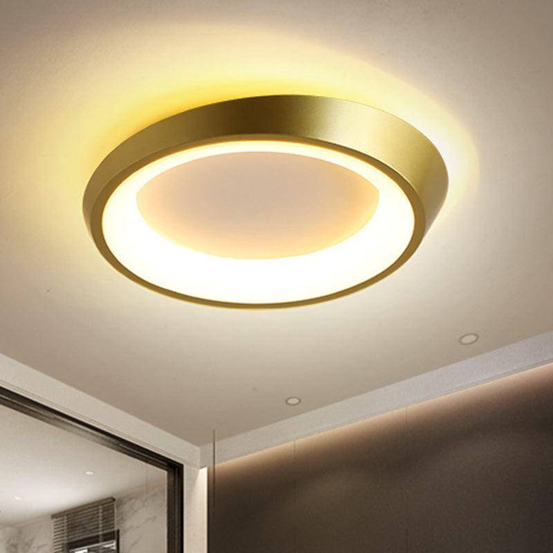 Round Bedroom Flush Mounted Light Metallic LED Modernist Flush Lamp Fixture in Gold/Coffee, Warm/White Light Clearhalo 'Ceiling Lights' 'Close To Ceiling Lights' 'Close to ceiling' 'Flush mount' Lighting' 1272381